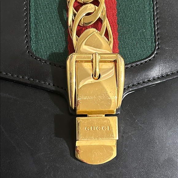 Gucci Sylvie Web Chain Black Leather Bag- Excellent! - Picture 9 of 14